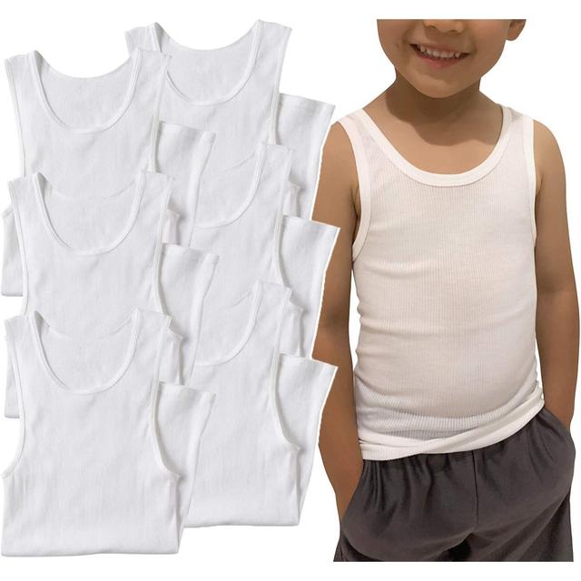 TEMU Boy' Of 6 Classic White Cotton Blend A-shirts
