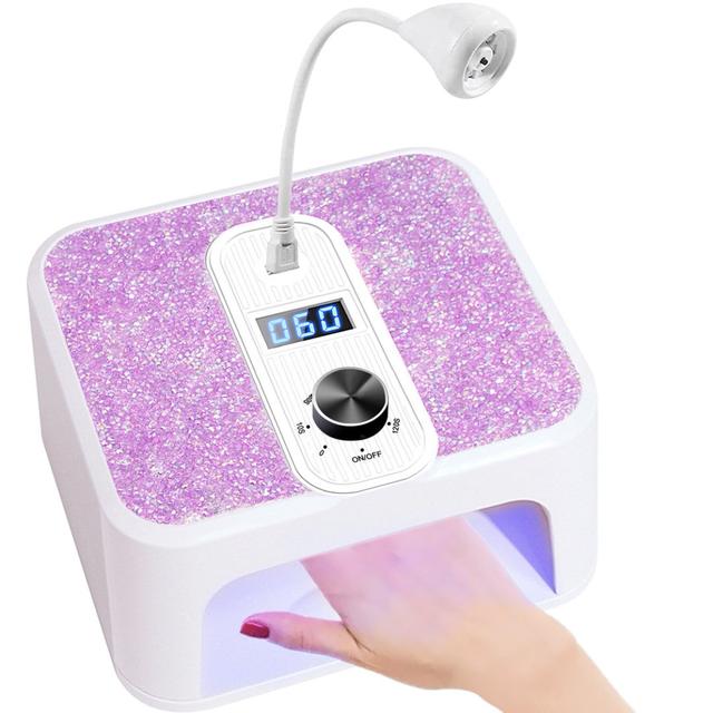 TEMU Lámpara de para Uñas con Strass Cuadrado +LED Doble Luz Carga USB