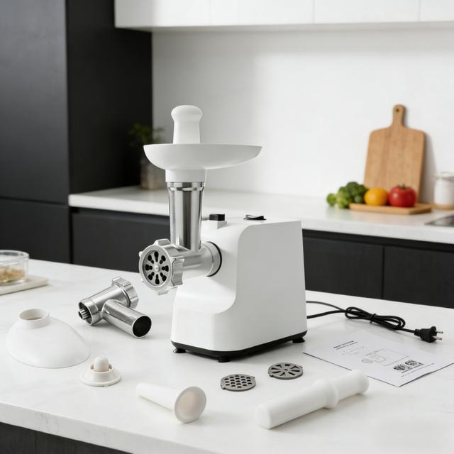 TEMU Picadora eléctrica de carne de 1000 W, picadora de acero inoxidable orificios, picadora eléctrica de carne, tubos de llenado de acero inoxidable para uso doméstico ()