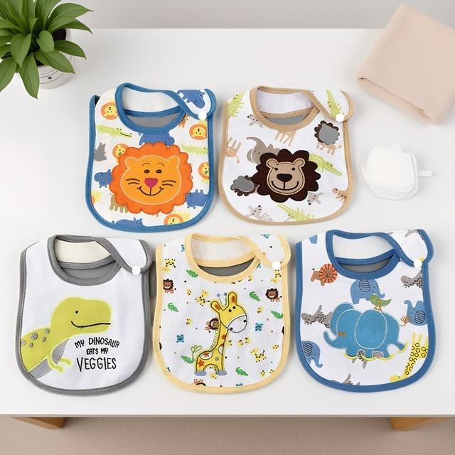TEMU Juego De 5 Baberos Absorbentes Para Bebés 0+ Años Hechos De Poliéster Impermeables Y Suaves Paños Para Saliva Y Eructos Recién Nacidos