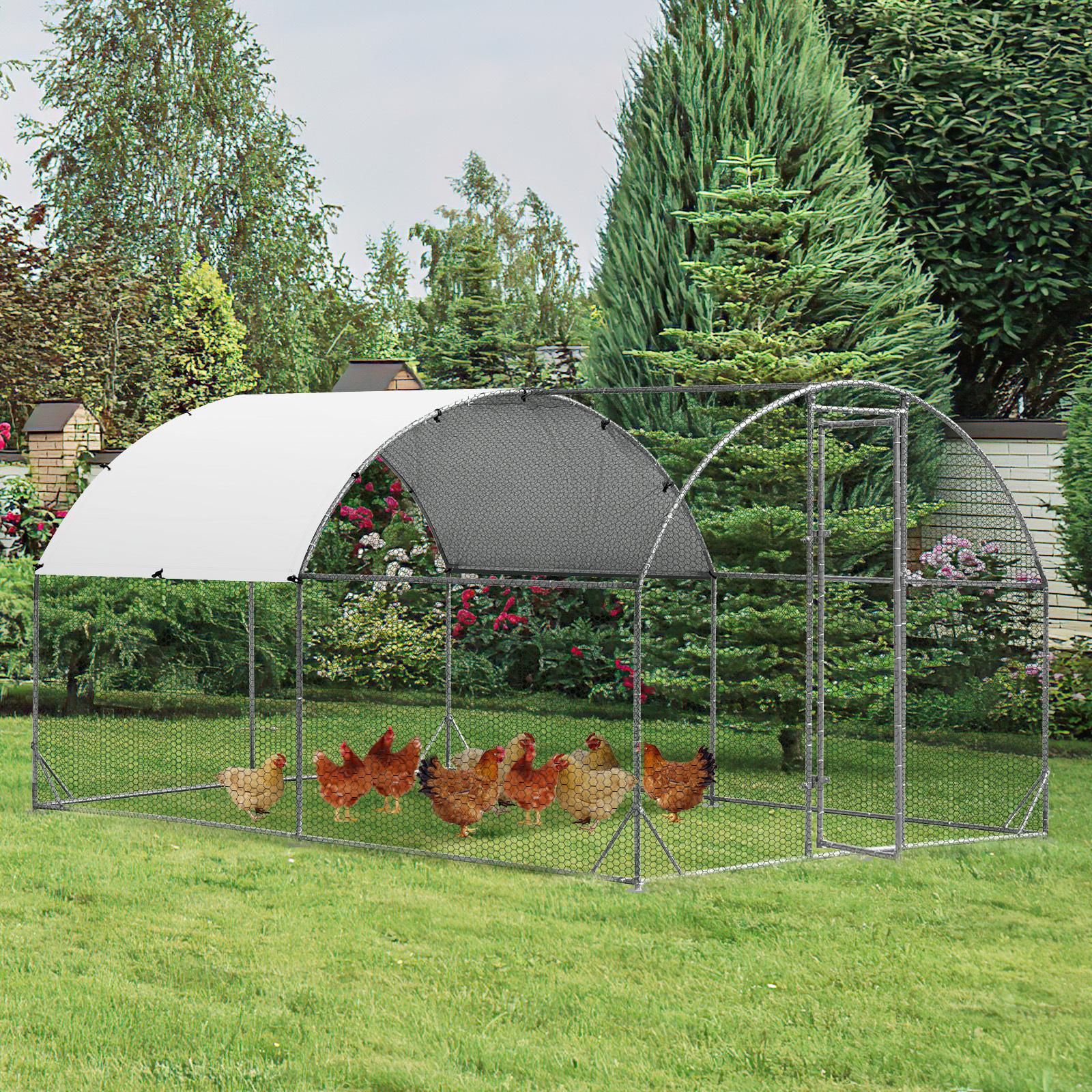 TEMU Costway Large Metal Chicken Coop, Galvanized Walk In Poultry Cage With And Sun-protective Cover, Dome Shaped Duck Rabbit Habitat For Backyard, Farm, Outdoor