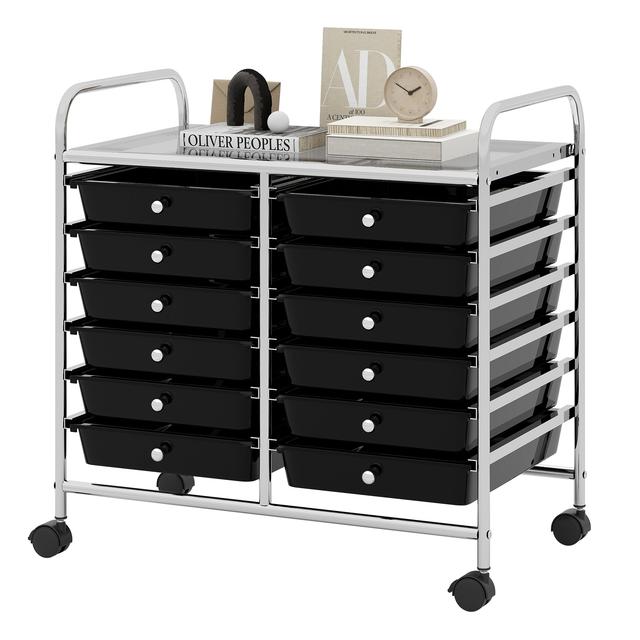 TEMU Costway 12-drawer Rolling Storage Cart, Multicolored Utility Cart W/ Removable Drawers & Metal Frame, Mobile Art Craft Drawer Cart W/ Lockable Wheels For Home, Office, Studio, School