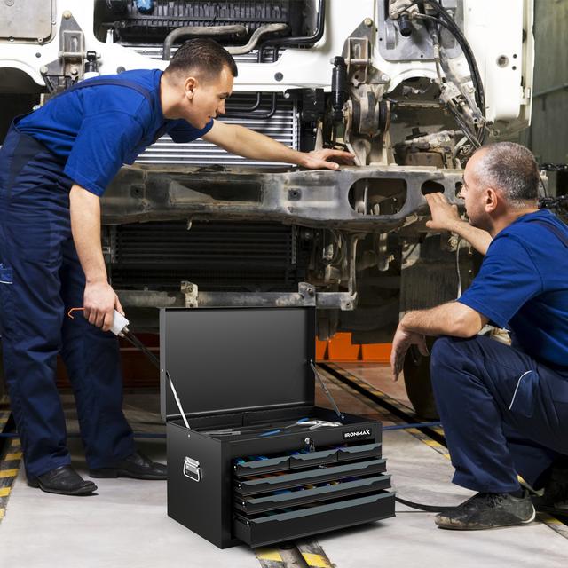 TEMU Costway Steel Tool Box, 24" Tool Chest Case With 6 Drawers, Top Storage, Automatic Lock, Ball Bearing Slides & Eva Liners, Portable Tool Storage Organizer For Garage, & Warehouse