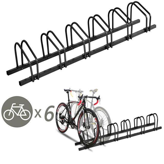 TEMU Costway 6 Bike Bicycle Stand Parking Garage Storage Organizer Cycling Rack Black