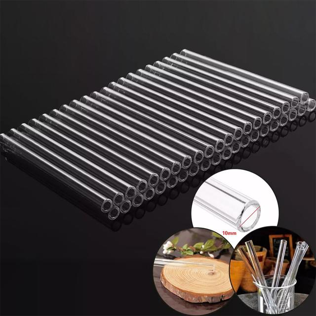 TEMU 20pcs 7.87 Inches Long Clear Glass Tubes For Drinking, 0.39inch Od 0.07inch Glass Borosilicate Blowing Tubing Transparent