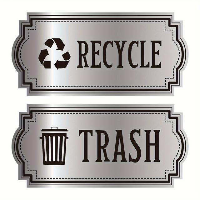 TEMU 6pcs Silvery Recyclable Symbol Decals - Waterproof & Weather-resistant Vinyl Stickers For Garbage Containers And Bins,