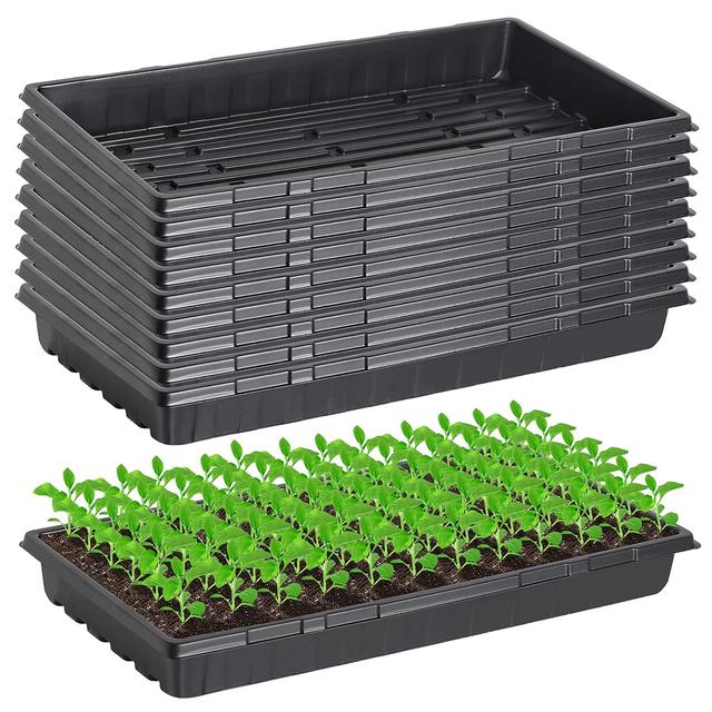 TEMU 10 Pack Of Plastic Growing Trays (without Drain Holes) 21" X 11" X 2" - Flowers, Seedlings, Plants, , & More