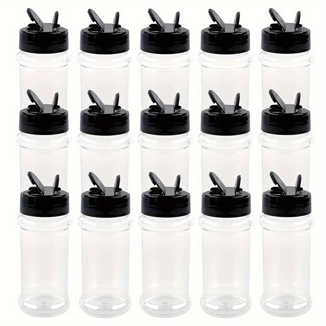 TEMU 24pcs 3.5oz Plastic Spice Jars With Black Sealing Lids, Leak-proof Rectangular Containers - Reusable, Hand Washable For Seasonings, , Powders - Versatile Kitchen Organizer, Spice Jars