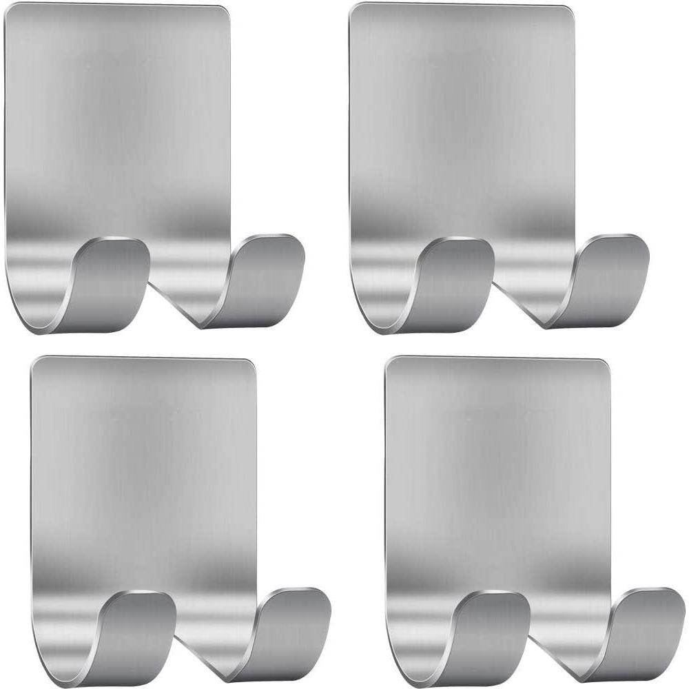 TEMU Deluxe Razor Holder For Shower, 4 Pack Adhesive Stainless Steel Hooks - Heavy Duty Hanger For Bathroom, Kitchen, Shaver, Towel, Loofah, Plug, Robe