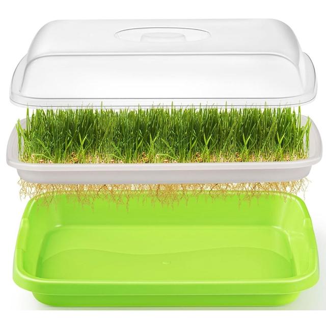 TEMU Sprouter Trays With Lid - Soil-free Cultivation Germination Tray, Nursery Tray With Planting Paper For Indoors Or Outdoors