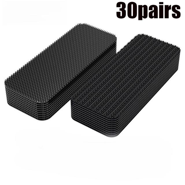 TEMU [adhesive Carpet Fixings] 30/50pairs Double Sided High Adhesive Rectangular Carpet Fixings | Non-slip Grip Area Hook And Loop Fastener For