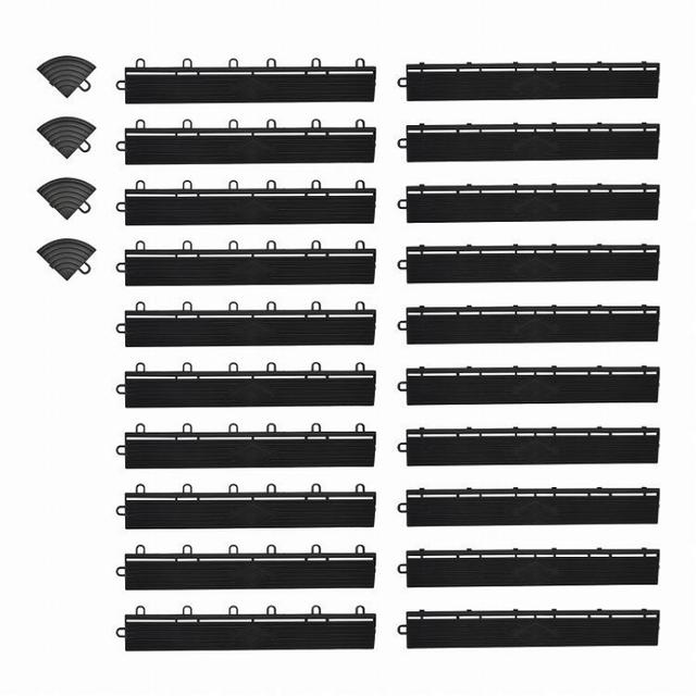 TEMU ガレージタイル エッジ コーナー セット パーツ エッジ(オス)10枚 エッジ(メス)10枚 コーナー4枚 セット ガレージマット はめ込み 置き敷き ガレージ 車庫 倉庫