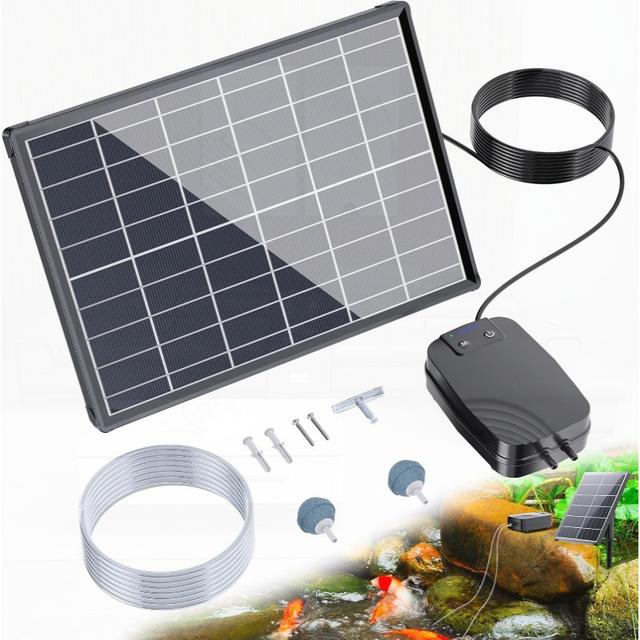 TEMU NFESOLAR ソーラーエアーポンプ 蓄電 プ ソーラー メダカのエアーレーション 太陽光充電式プ エアチューブ 付き太陽光パネル 各種水槽の酸素供給 エアレーション ビオトープ 庭池 生け簀 ア 魚タンク