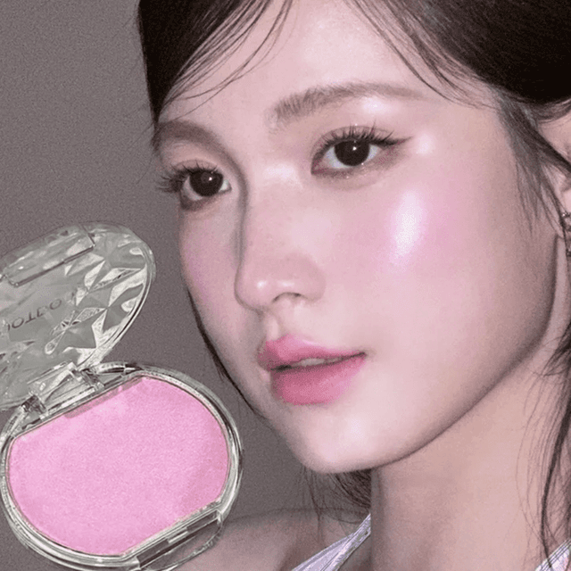 TEMU 촉촉한 발림성 치크 하이라이터 밤 사쿠라 피치 핑크 한 번의 터치로 자연 블렌딩 맑은 물광 피부 표현