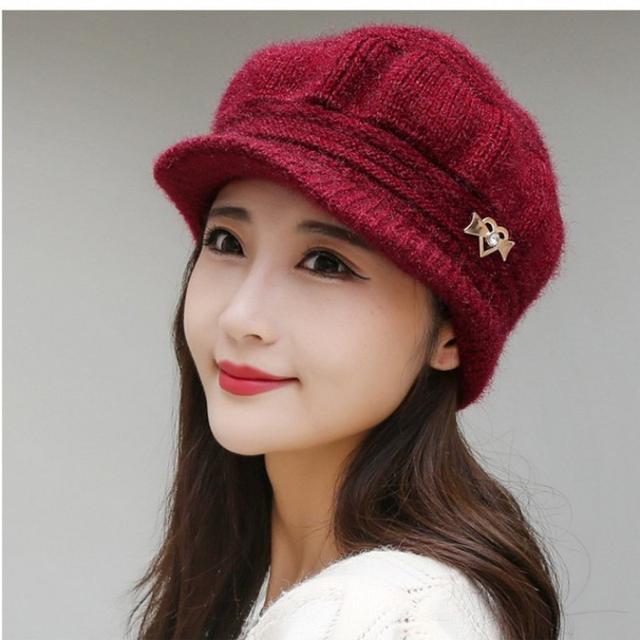 TEMU 엄마모자버킷햇할머니모자겨울모자방한모자털모자손뜨개모자앙고라벙거지중년모자 니트 호박 앙고라 여