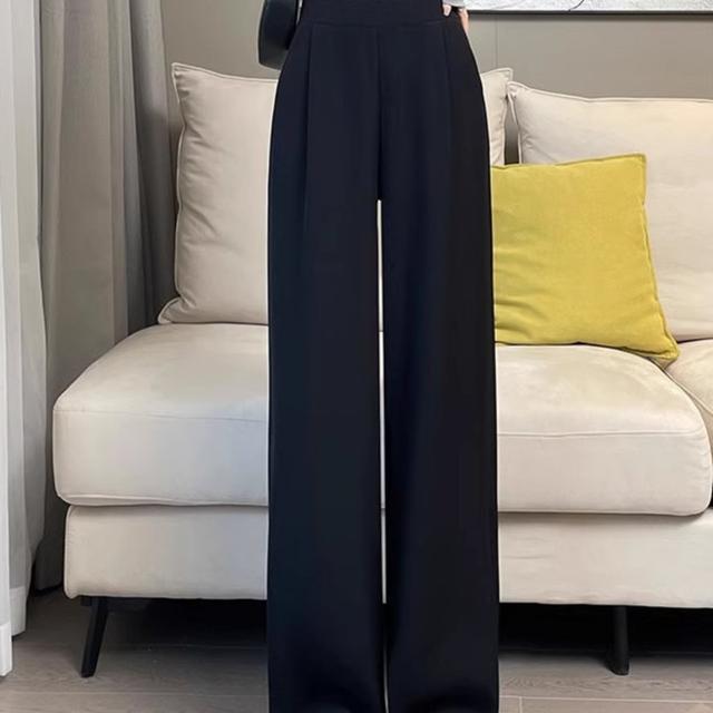TEMU SunburstWonder 여성 봄가을 정장 바지 하이웨이스트 와이드 빅사이즈 얇은 캐주얼 슬림 일자