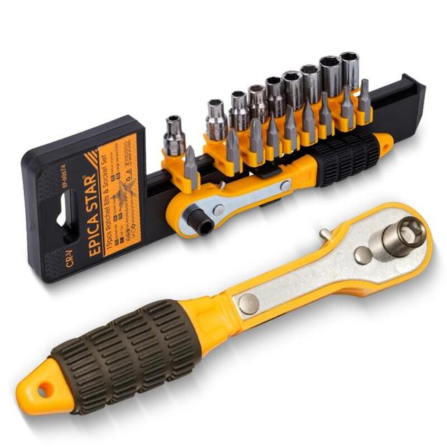 TEMU Kit 1/4" 19 Peças - Bits , Torx, Philips + Soquetes (4-10mm) Kit de ferramentas multifuncional