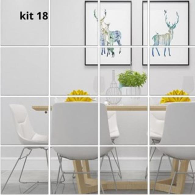 TEMU Kit 18 Espelhos Adesivo Decorativo De Parede 30X40 Cm Quadrado