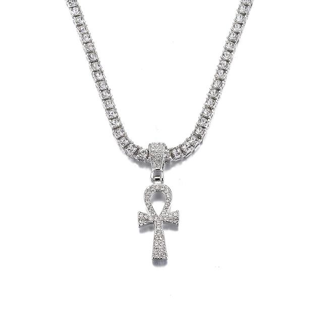 TEMU Men's Hip Hop Rhinestone Pendant Necklace