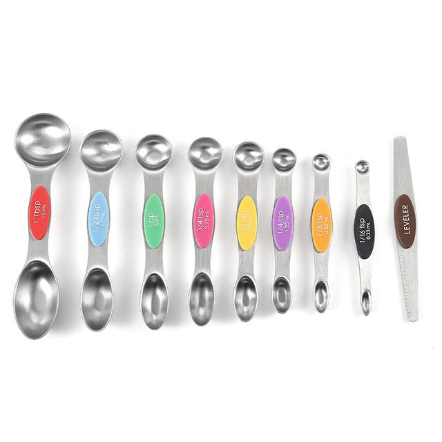 TEMU 9pcs Magnetic Measuring Spoons - Dual Sided For Liquid And Dry Ingredients - Fits In Spice Jars - Measuring Accurately