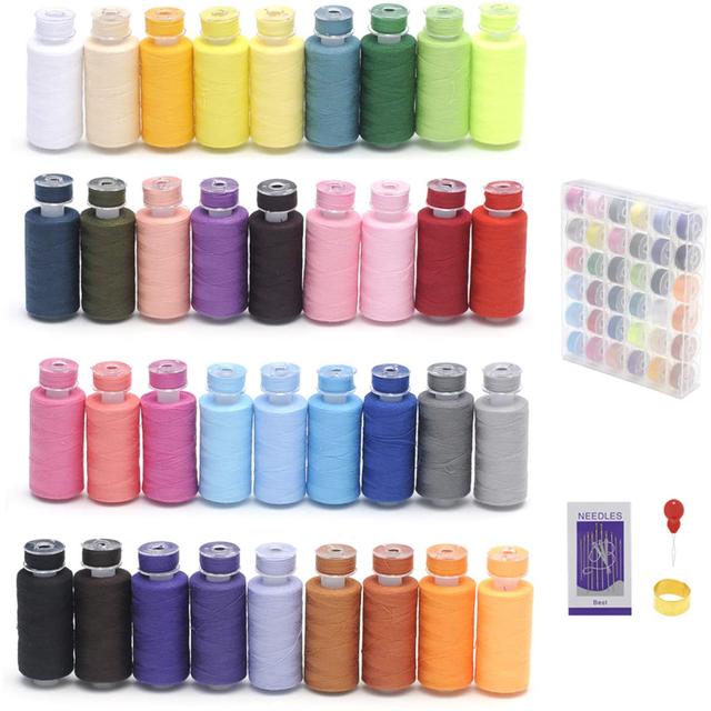 TEMU 72pcs Sewing Thread Kit, 36 Colors Polyester Thread, 400 Yards Per Spool With Pre-wound Bobbins For Hand And Machine Sewing