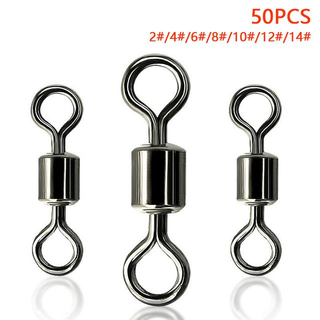 TEMU 50pcs High Strength Quick Swivels For Saltwater And Freshwater Fishing - Stainless Steel Fishing Line Connector - Ideal For Carp Fishing And Outdoor Fishing