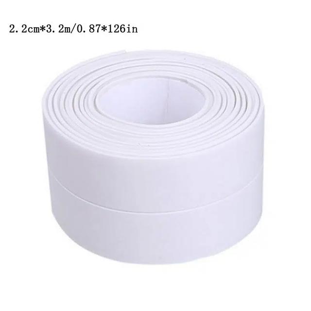 TEMU Bathroom Shower Sink Bath Sealing Strip Tape White Pvc Self Adhesive Waterproof Wall Sticker For Bathroom, Sink, Bathtub, Toilet