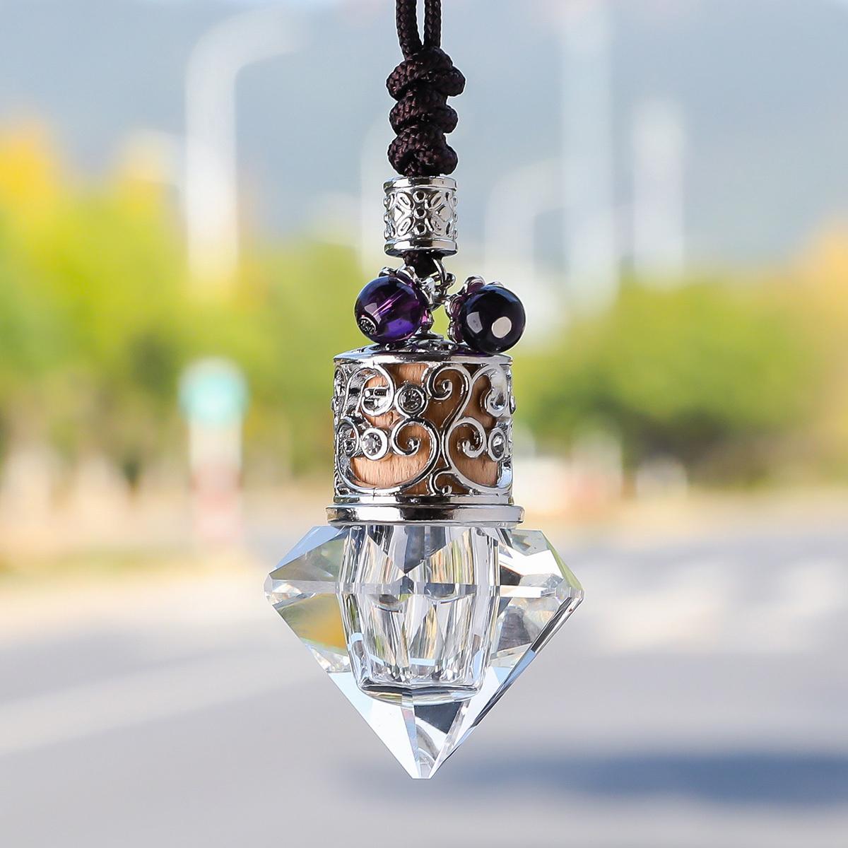 TEMU Colgante de perfume para coche, botella vacía de para espejo retrovisor, decoración interior del automóvil, botella de aroma para el hogar transfronterizo, regalo de cristal artificial