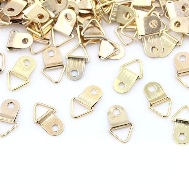 TEMU 100pcs Mini D-ring Picture Frame Hooks - Oil Paintings, Mirrors & Photos - 0.39x0.79inch Furniture Accessories