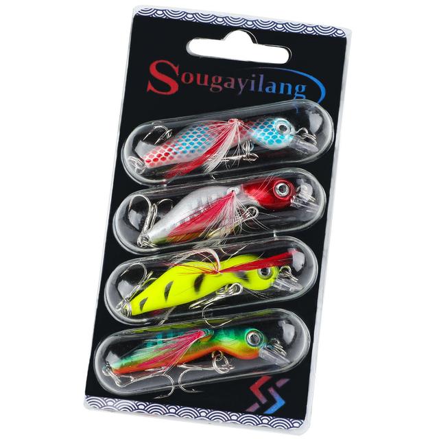TEMU 4pcs Sougayilang Floating Crank-baits - Realistic Design For Effective Fishing