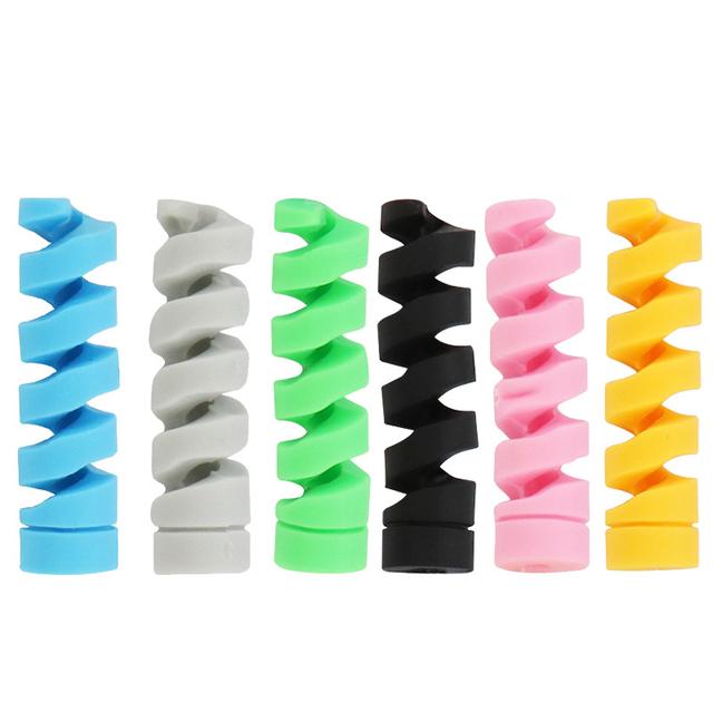TEMU 6pcs Charging Cable Protectors - Non-breakable Silicone Spiral Covers For Protection!