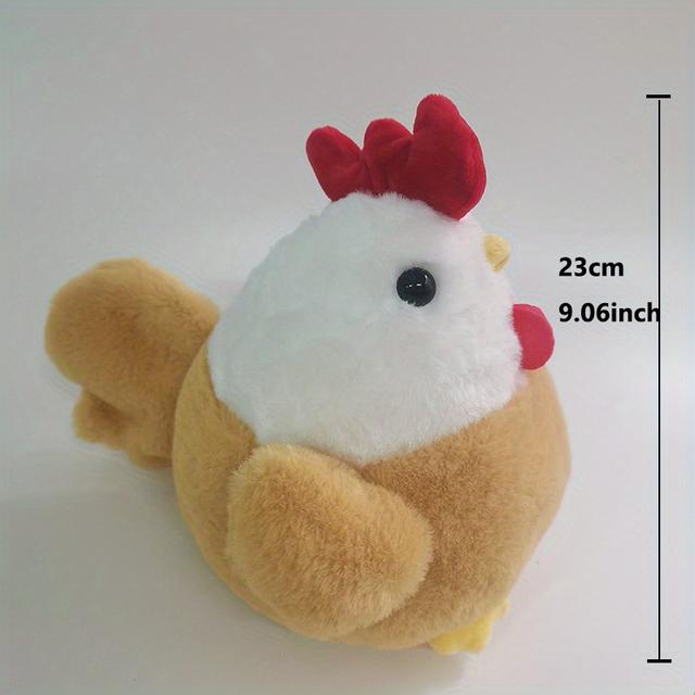 TEMU Adorable 9.06-inch Chicken Plush Toy - Soft Cartoon Hen Stuffed Animal With Red-and-white Features, Ideal Sleeping Companion Or Birthday/christmas Gift For And Lovers, Soft Stuffed Animal