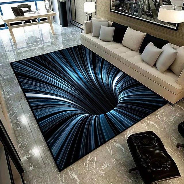 TEMU 1pc 3d Vortex Carpet Living Room Bedroom Floor Mat Doorway Decor Rugs Creative 3 Dimensional Large Area Floor Mats Home Decoration