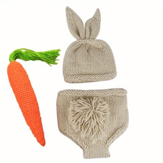 TEMU Christmas /halloween /thanksgiving Day Newborn Rabbit Baby Photography Props Crochet Bunny Knitting Caps Hat