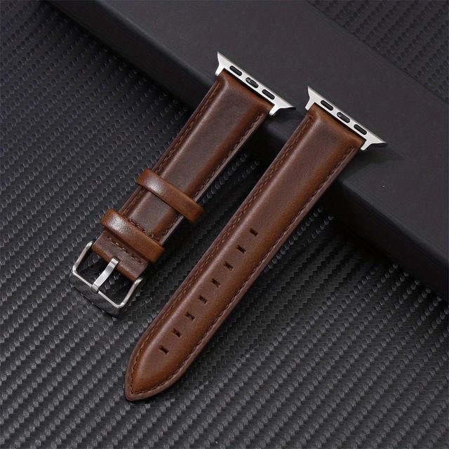 TEMU New Leather Strap For Watch Band 49mm 46mm 45mm 44mm 42mm 41mm 40mm 38mm Cowhide Straps For Iwatch Series 10 6 5 4 Ultra Se 3 2 1