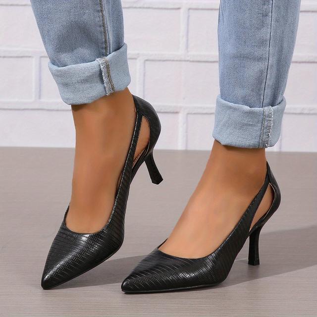 TEMU 's Pointed Toe Heels, Cut-out On Heels,
