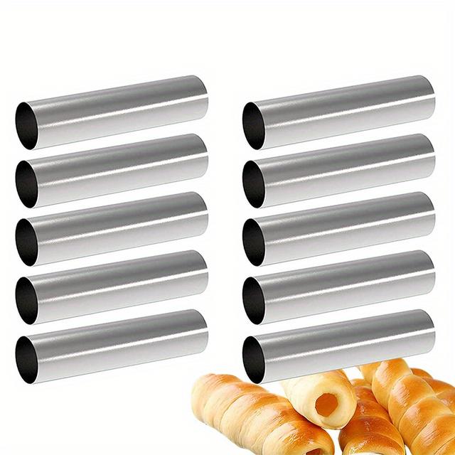 TEMU Stainless Steel Pastry Tube Mold Set, Danish Pastry Tube, Filled Cake Mold, Baking European Pastry Mold