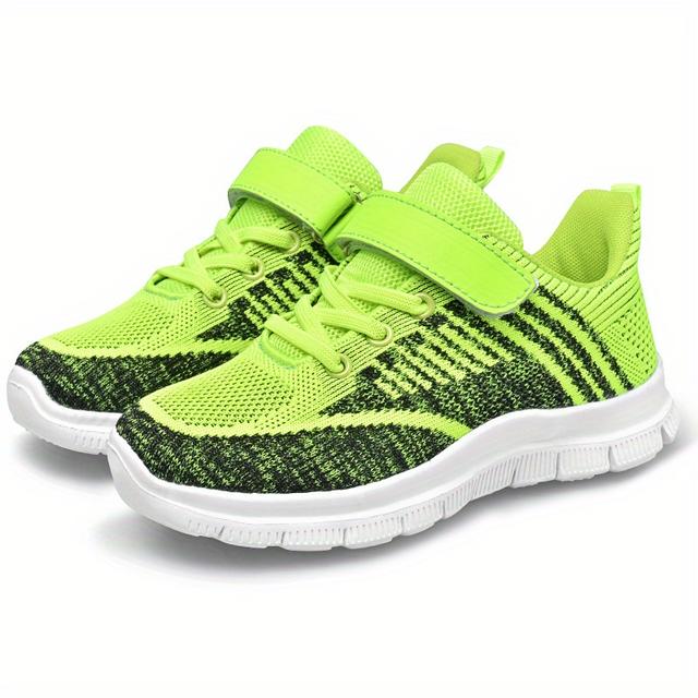 TEMU Boys' And Girls' Athletic Shoes, Knitted Mesh Sneakers, Stylish And Breathable Lightweight Running Shoes For Kids.