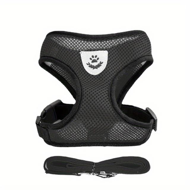 TEMU Reflective Pet Harness And Leash Set For Dogs And Cats, Adjustable Puppy Cat Vest Harness With Soft Mesh