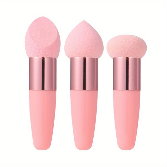 TEMU Makeup Applicator Sponge 3pcs Makeup Sponge Pens With Handle Foundation Blending Sponge Powder Application Powder Puff For Powder Foundation Liquid Blush Cream Bb Cream Make Up Tools