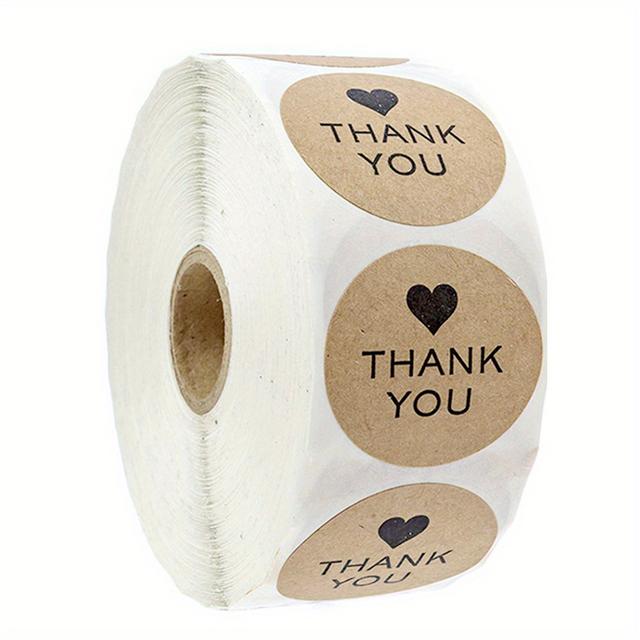 TEMU 500pcs Paper Thank You Stickers With Heart Appreciation Tag Labels For Business Bag Seal Wedding Party Decoration