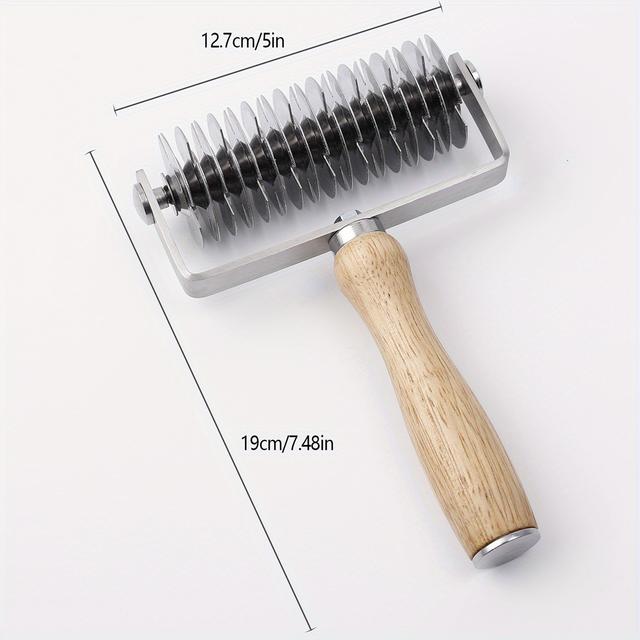 TEMU 1pc Stainless Steel Rolling Pin With Wooden Handle - Mesh & Solid Roller For , Pie, - Food-safe, Ideal Baking Tool For Home Kitchen