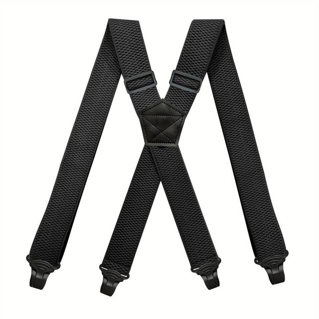TEMU 1pc Airport Friendly Suspenders For Men Heavy Duty Big And Tall, 1.5inch Wide 4 Plastic Gripper Clasp Clips, Men's Trouser Braces, Ideal Choice For Gifts