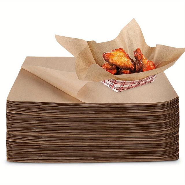 TEMU 100pcs 12" Paper Wrap - Natural Food Wrapping Paper Sheets For Picnic, Festival, Fair Or Bbq. For Tray, Basket Or Boat Eid Mubarak
