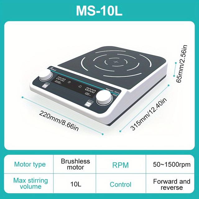 TEMU JOANLAB خلاط مغناطيسي متعدد | شاشة رقمية خلاط مغناطيسي معمل أربعة محطات ستة مواقع، شاشة LCD، مزود طاقة، 110 فولت/220 فولت، بلاستيك، لا يتطلب تجميع