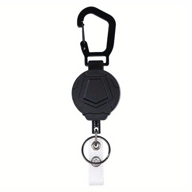 TEMU 1pc , Heavy Duty Carabiner Badge Holder, Id Badge Reel With 25.6" Steel Retractable Cord, Sporty Style