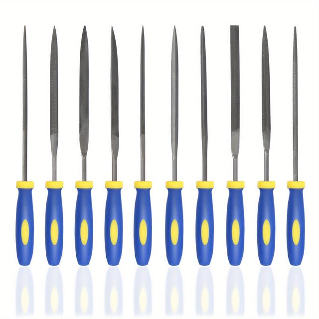 TEMU 10pcs Nadel-Feilensatz, Feilensatz Aus Hochwertigem Kohlenstoffstahl Mit Kunststoff-Griffen, Handwerkzeug Für Holz, Kunststoff, Modelle, Schmuck, Musikinstrumente Und DIY (insgesamt 6 Zoll Länge)