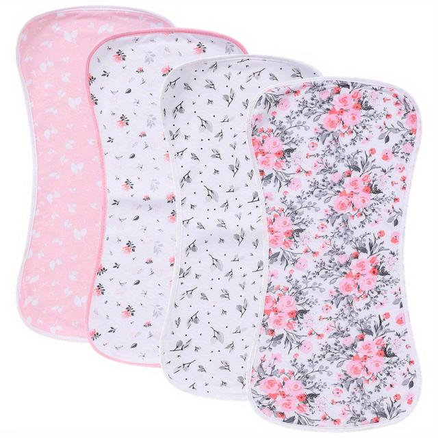 TEMU 4pcs Cotton Burping Clothes - Large, Absorbent, Burp Cloths In Cute Unisex Designs