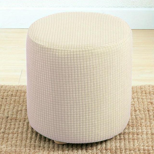 TEMU 1pc Round Shape Footstool Cover Seat Cover Covering Chair Cushion Polyester Elastic Check Ottoman Covers Living Room Chair Covers