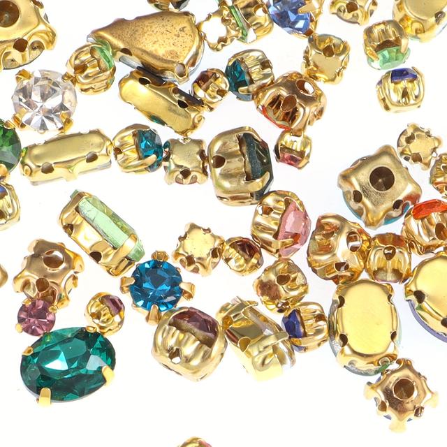 TEMU 100pcs Sew On Rhinestones Mixed Shapes Crystal Rhinestones With Claw For Clothes Diy Craft Shoes Dress Jewelry Making